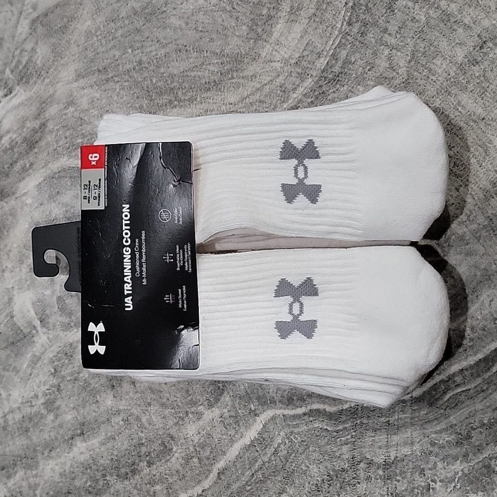 NWT UNISEX Under Armour 6pk Cushioned Crew Socks